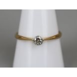 Gold diamond solitaire ring - Approx ring size: S