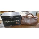 Simplex soldiers fund tin together with leather satchel