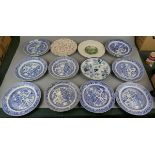 Collection of blue and white china to include iron stone and Chinese