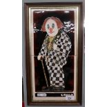 Creco framed Majolica tiles of clown
