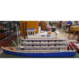 Large scratch built model of a steamer paddle boat