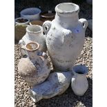 5 terracotta urns