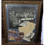 Large framed Dizzy Gillespie jazz music collage - Approx. size: 92cm x 120cm