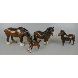 4 Beswick horses