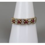 Gold ruby & diamond ring - Approx ring size: P