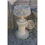 Pedestal stone planter on plinth - Approx height: 95cm