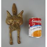 Brass door knocker in form of fox