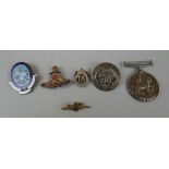 Medal and assorted badges