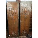 Pair of copper Art Nouveau panels approx H 96cm