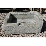 Small antique stone trough - Approx size: W: 40cm D: 53cm H: 18cm