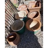 7 terracotta planters some glazed