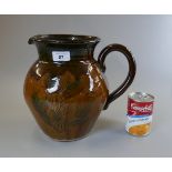 Large studio pottery jug with treacle glaze - Approx height: 25cm