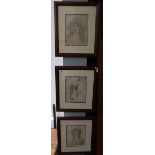 3 pencil sketches by E.G. Ron Birks (1906 - 1984)