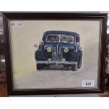 Original pastel vintage car signed TCT