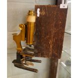 Brass microscope in case