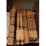 Wooden staircase newel posts and spindles