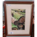 Original pastel log pile signed TCT