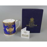 Porcelain mug commemorating the centenary of the Morgan Motor Co. Ltd, of Malvern 1909-2009 in