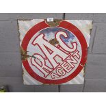 Enamel sign - RAC AGENT (double sided) - Approx size: 51cm x 51cm