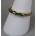 Gold emerald and diamond set ring - Approx size: Q