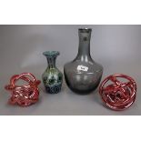 Collection of glass to include hand blown vase