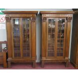 Fine pair of German oak bookcase cabinets – Width: 114cm Depth: 44cm Height: 194cm