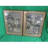 Pair of framed Indian cloth paintings