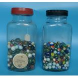 2 jars of vintage marbles