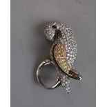 Heavy (absolutely ridiculous) silver stone set parrot ring - Approx size: N