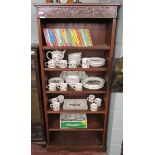 Tall bookcase with carved advertising panel attached - St Eval Candle Co. - Approx size: W: 74cm D: