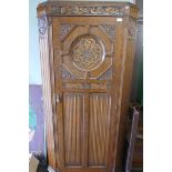 Carved oak wardrobe - Approx size W: 90cm D: 40cm H: 190cm