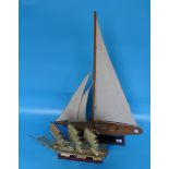 2 model yachts - Approx height of tallest: 87cm