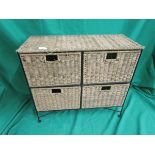 Wicker chest of drawers - Approx size: W: 76cm x D: 33cm H: 67cm
