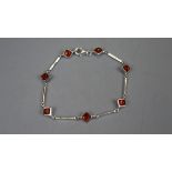 Silver and amber bracelet