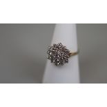 Gold stone set cluster ring - Approx size: O