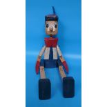 Large articulated wooden figure of Pinocchio - Approx height: 85cm