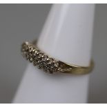 Gold triple row diamond set ring - Approx size: N