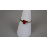 Gold set fire opal ring - Approx size: N