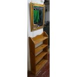 Pine book shelf together with a gilt frame mirror