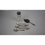 Collection of hallmarked silver to include tea strainer