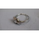 Antique 18ct white gold 3 stone diamond ring - Approx size: O