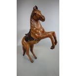 Liberty style leather rearing horse - Approx height: 40cm