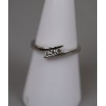 White gold 3 stone set ring - Approx size: O