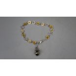 Silver and amber bee bracelet