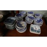 Collection of small Copenhagen blue & white plates
