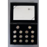 25th anniversary silver-proof £1 coin collection - 14 coins in total with C.O.A