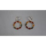 Pair of silver and amber earrings