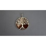 Silver and amber 'Tree of Life' pendant