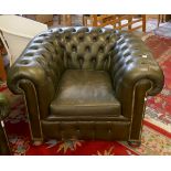 Leather button back tub chair
