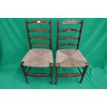 Pair of ladder-back rush seated chairs